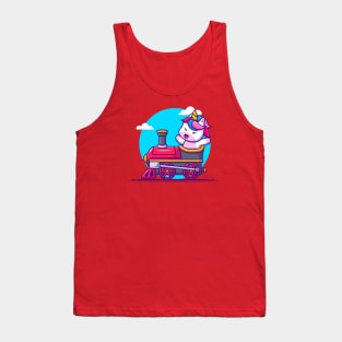 Cute Unicorn Ride On Train Tank Top